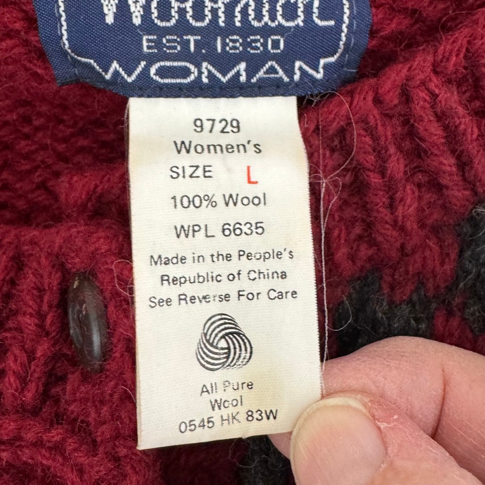 Vintage Woolrich Cardigan Sheep Design Women's Large‎ Red/Gray - Picture 7 of 9
